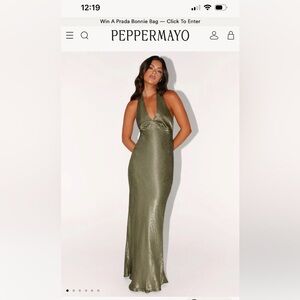 Peppermayo Shimmering Olive Backless Dress